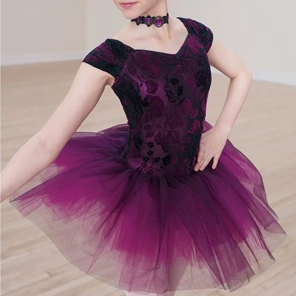 Weissman Velvet Floral Burn-Out Ballet Tutu Dance Costume NEW Adult Small